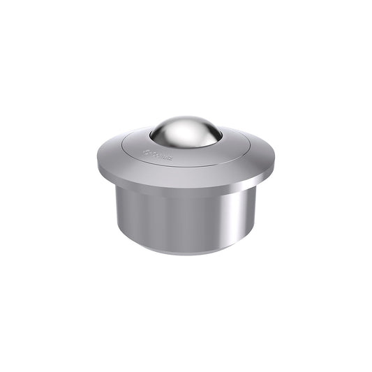 Ball unit, flange, solid, stainless steel, load bearing ball Ø 22 mm.