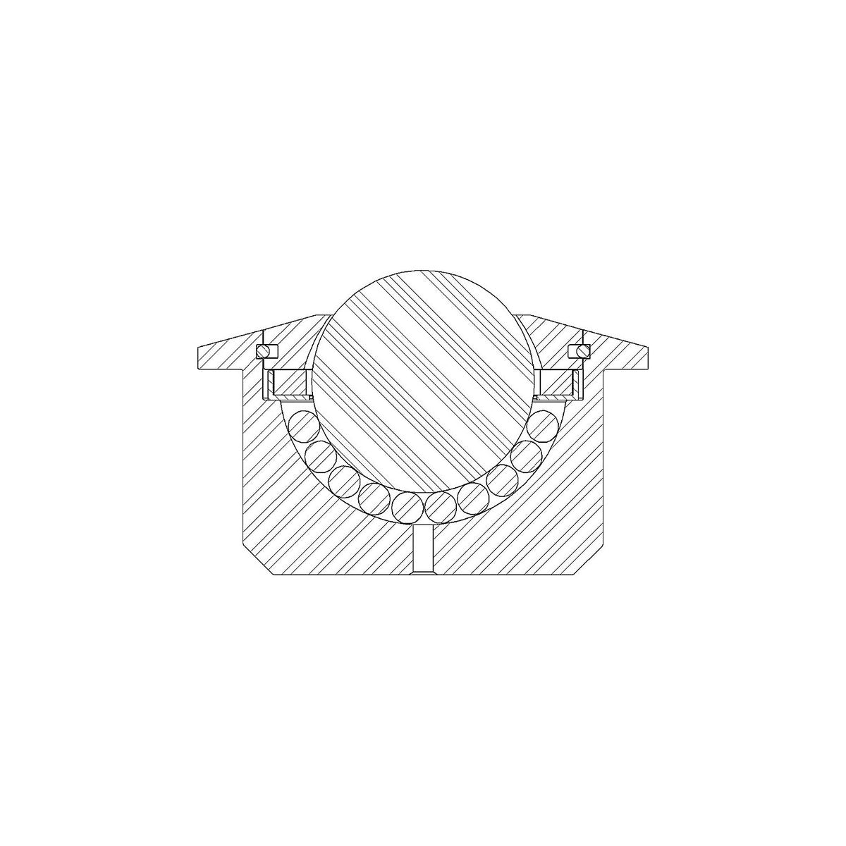 Ball unit, flange, solid, steel, load bearing ball Ø 30 mm.