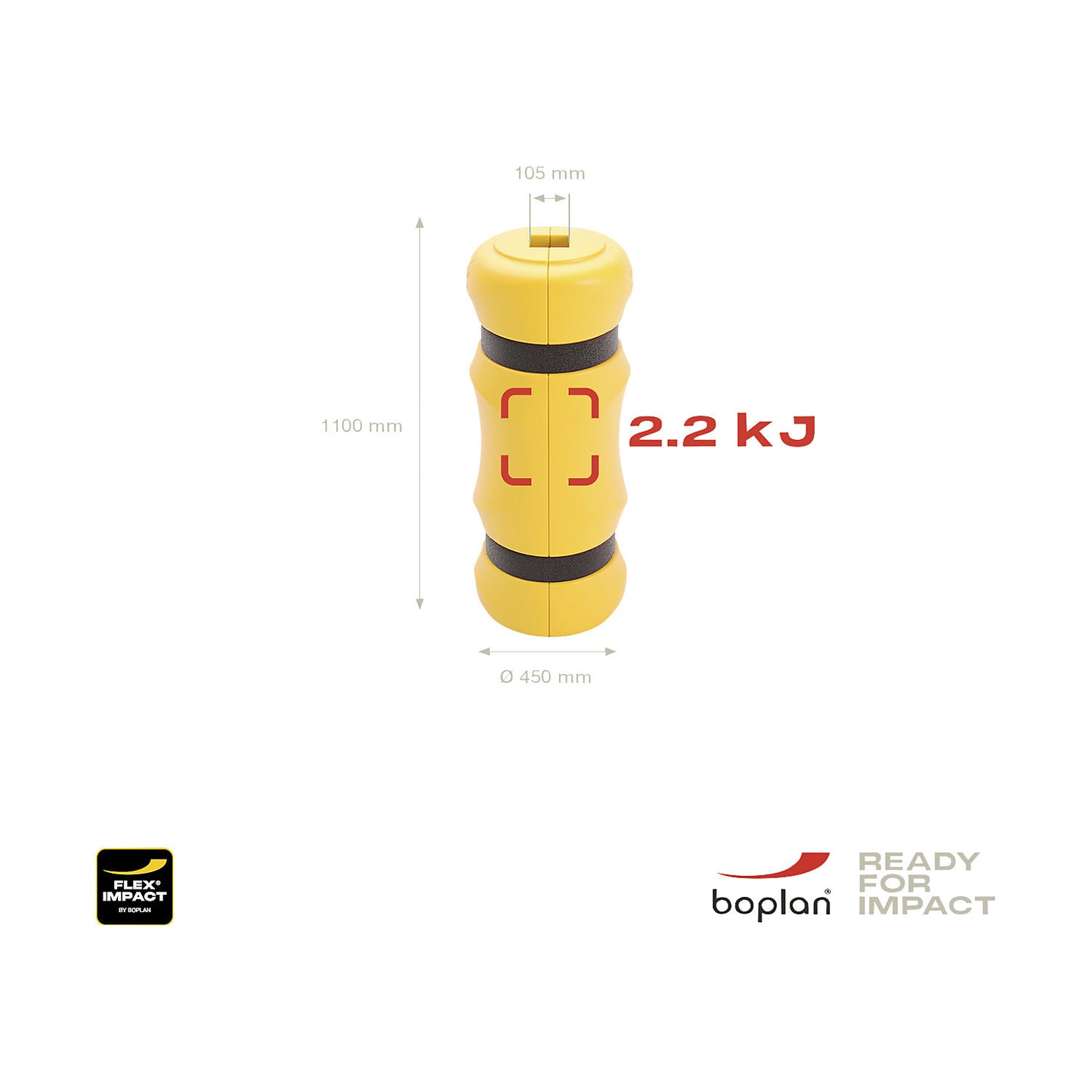 Column protection for indoors and outdoors, height 1100 mm, for WxD 100 x 100 mm.