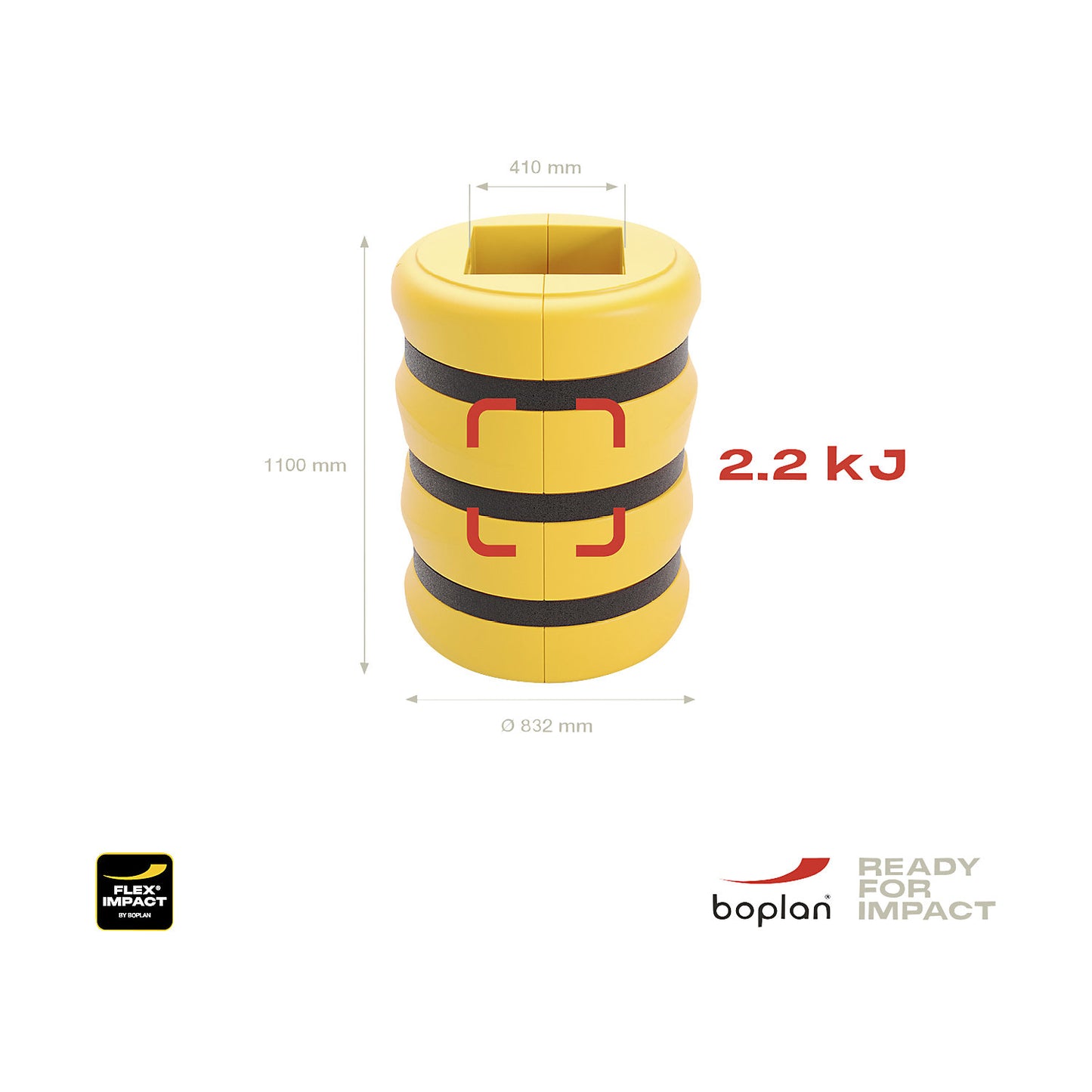 Column protection for indoors and outdoors, height 1100 mm, for WxD 400 x 400 mm.