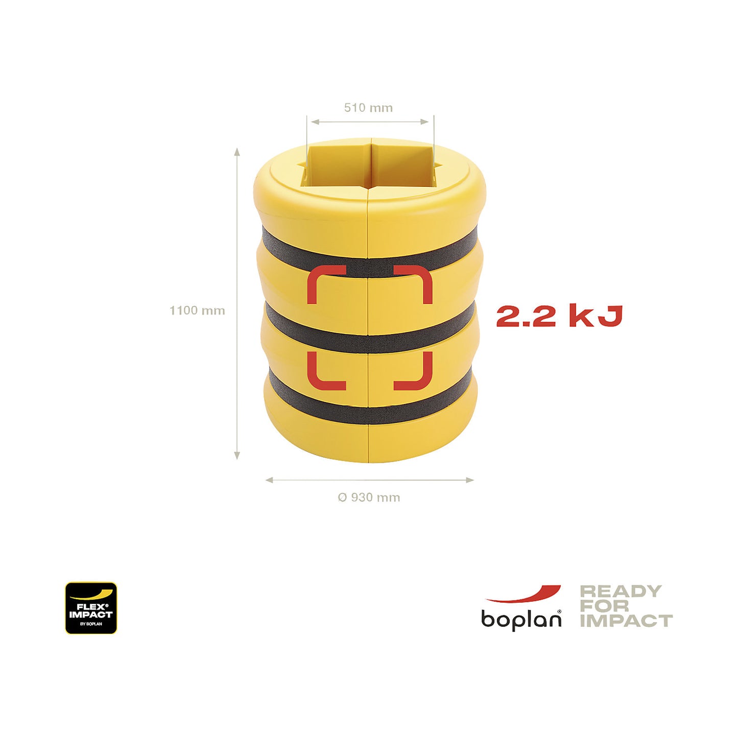 Column protection for indoors and outdoors, height 1100 mm, for WxD 500 x 500 mm.