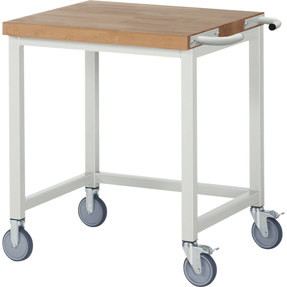 Series 8000 mobile workbench, frame system, open frame, WxD 750 x 700 mm.