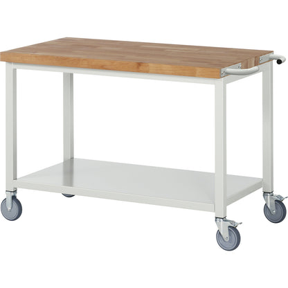 Series 8000 mobile workbench, frame system, 1 shelf, WxD 1250 x 700 mm.