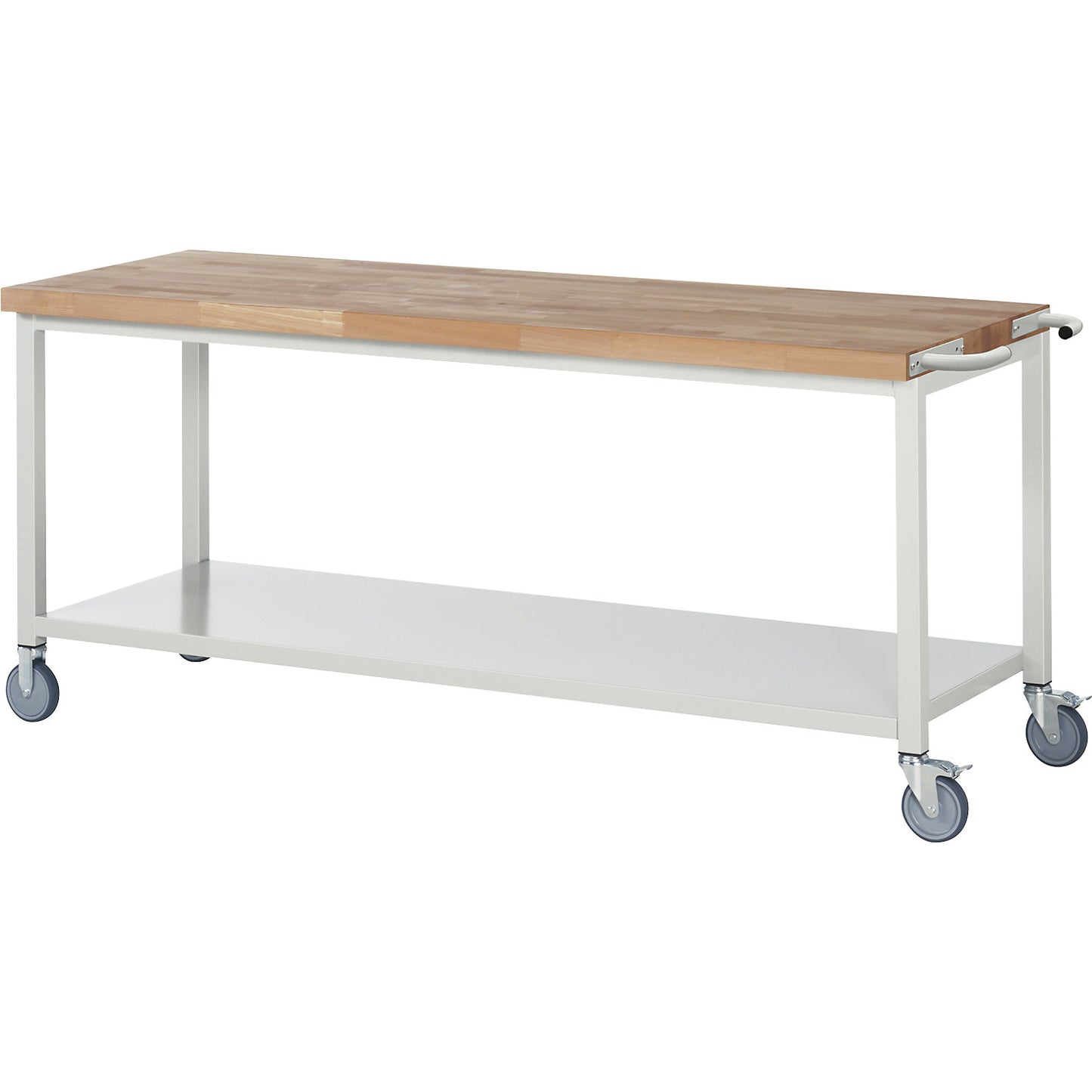 Series 8000 mobile workbench, frame system, 1 shelf, WxD 2000 x 700 mm.
