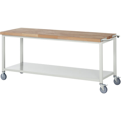 Series 8000 mobile workbench, frame system, 1 shelf, WxD 2000 x 700 mm.