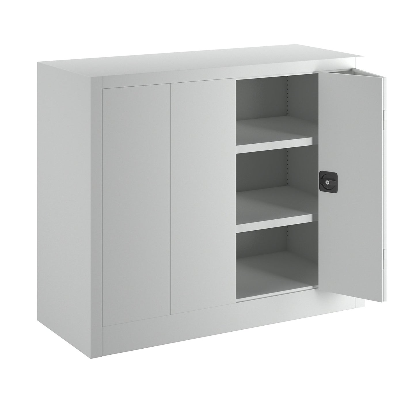 Cupboard with folding doors, height 1000 mm, width 1200 mm, depth 500 mm, grey.