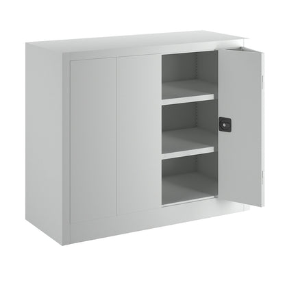 Cupboard with folding doors, height 1000 mm, width 1200 mm, depth 500 mm, grey.