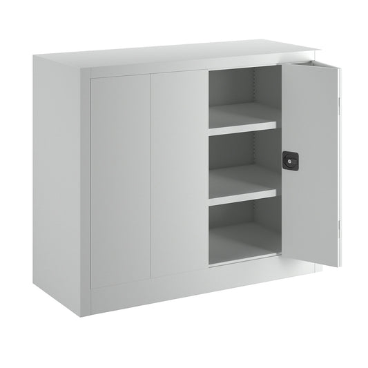 Cupboard with folding doors, height 1000 mm, width 1200 mm, depth 500 mm, grey.
