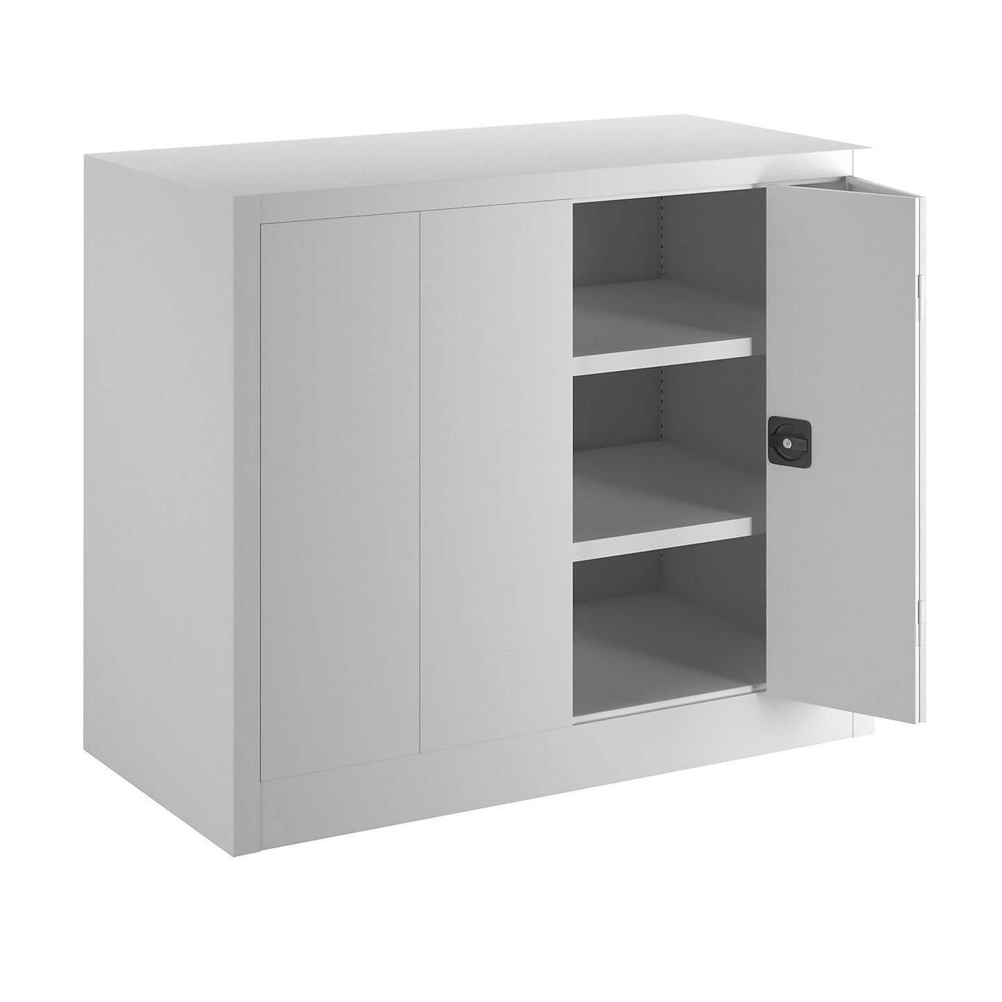 Cupboard with folding doors, height 1000 mm, width 1200 mm, depth 600 mm, grey.