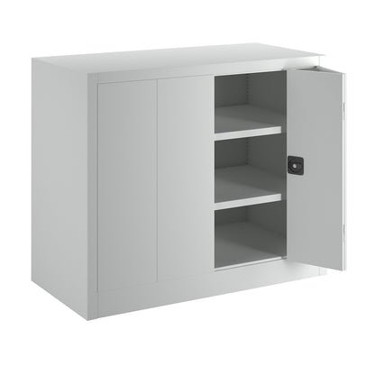 Cupboard with folding doors, height 1000 mm, width 1200 mm, depth 600 mm, grey.