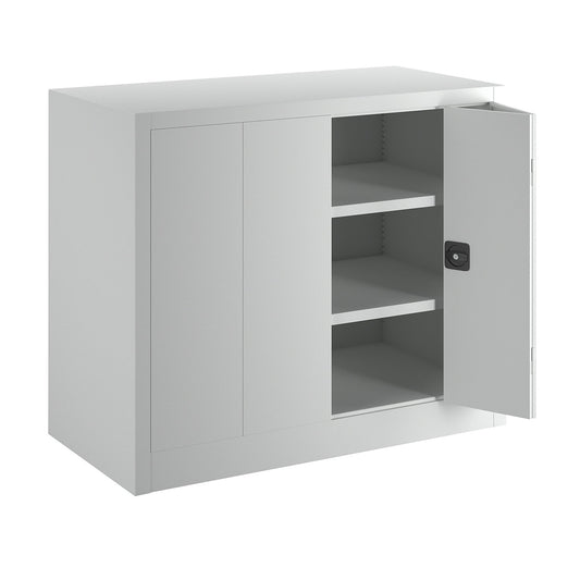 Cupboard with folding doors, height 1000 mm, width 1200 mm, depth 600 mm, grey.