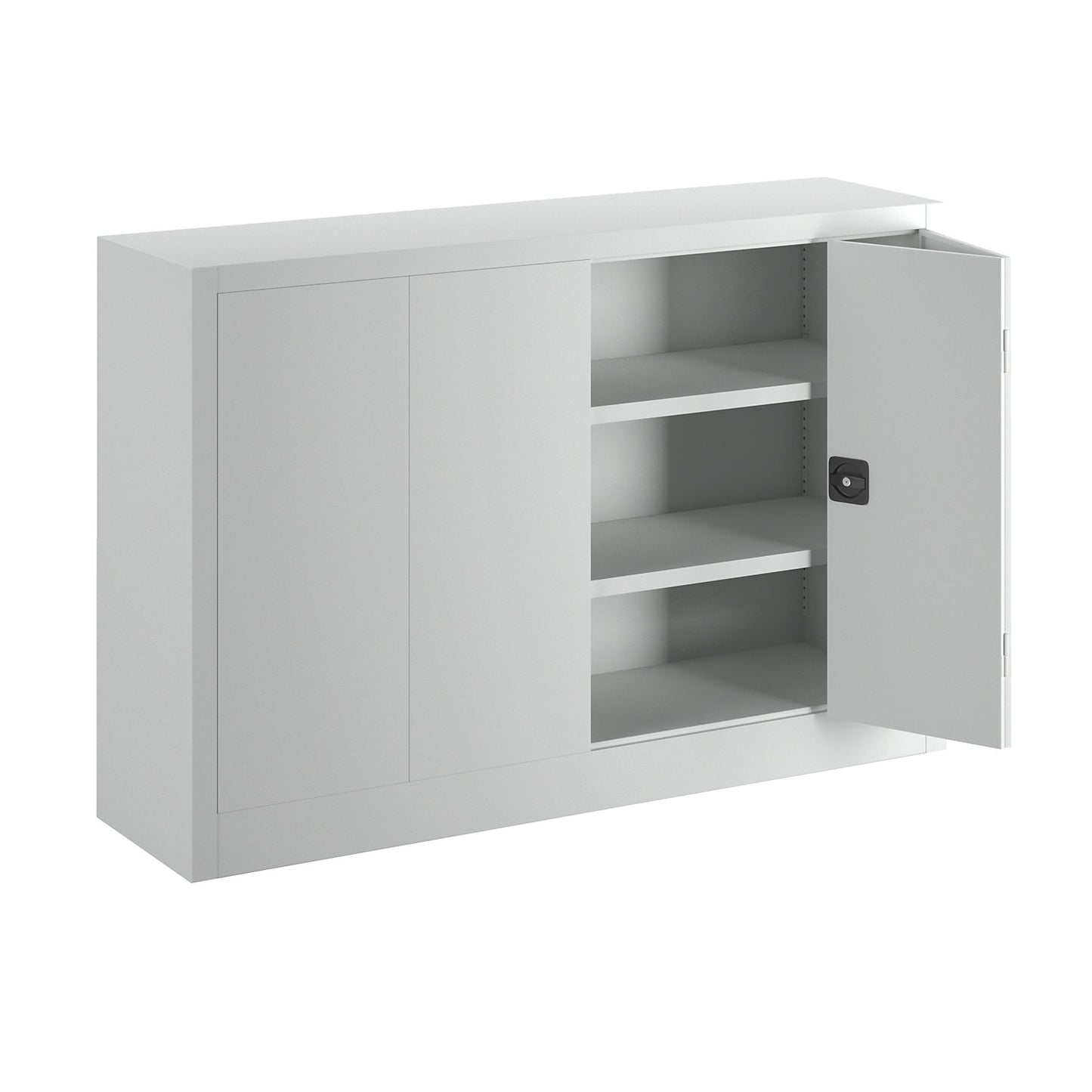 Cupboard with folding doors, height 1000 mm, width 1500 mm, depth 400 mm, grey.