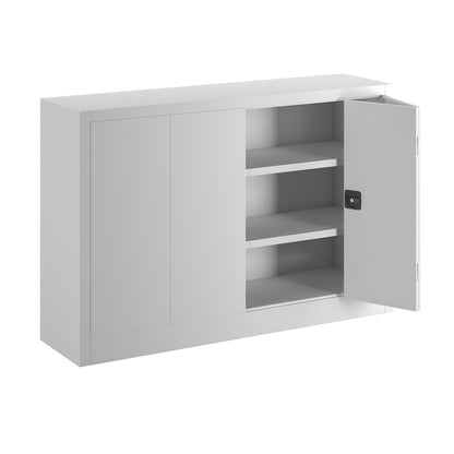 Cupboard with folding doors, height 1000 mm, width 1500 mm, depth 400 mm, grey.