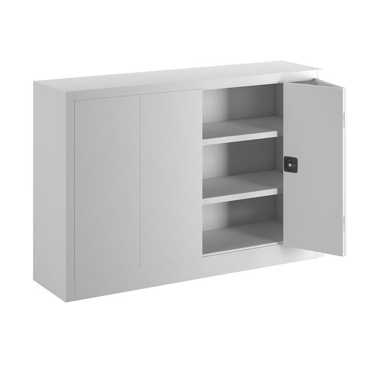 Cupboard with folding doors, height 1000 mm, width 1500 mm, depth 400 mm, grey.