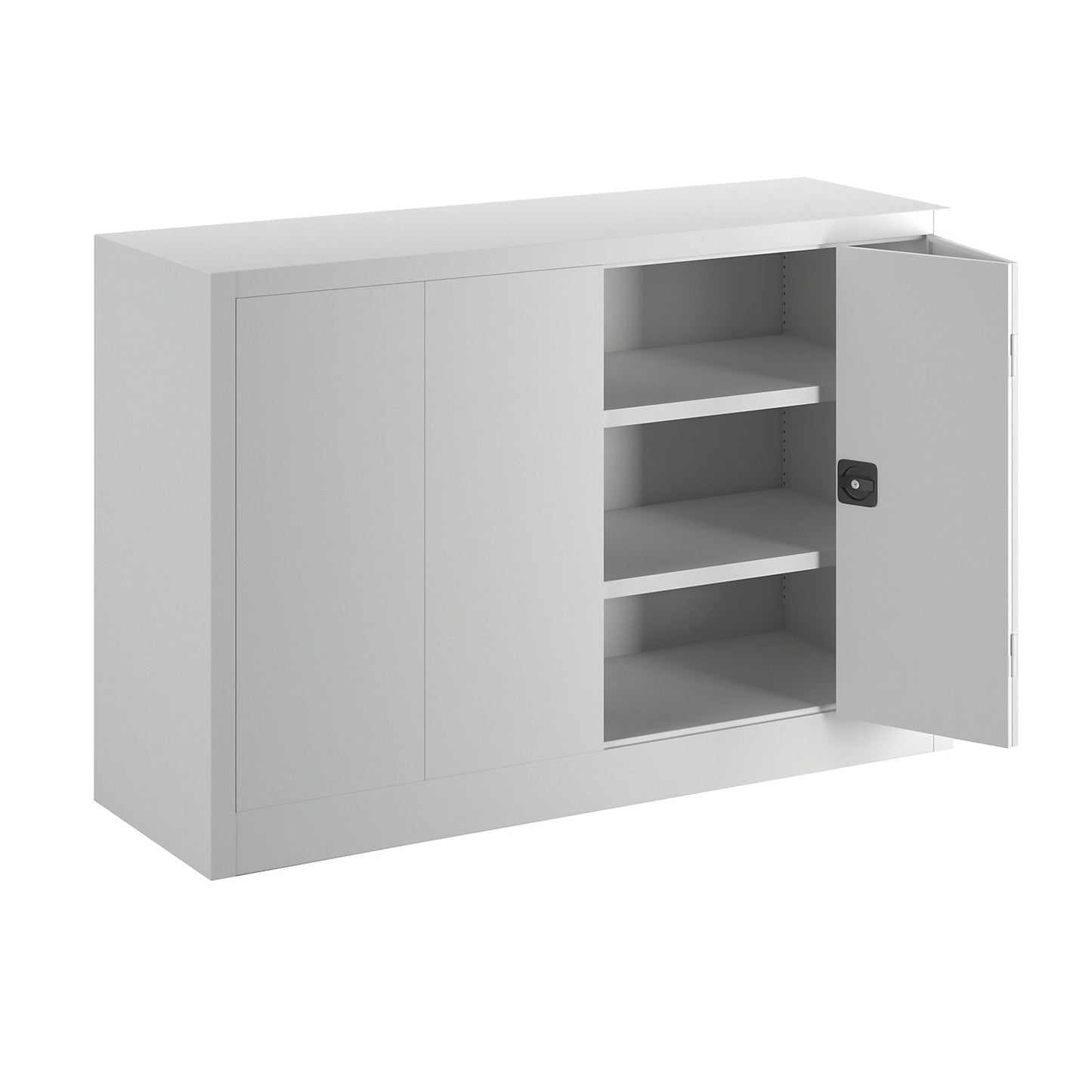 Cupboard with folding doors, height 1000 mm, width 1500 mm, depth 500 mm, grey.