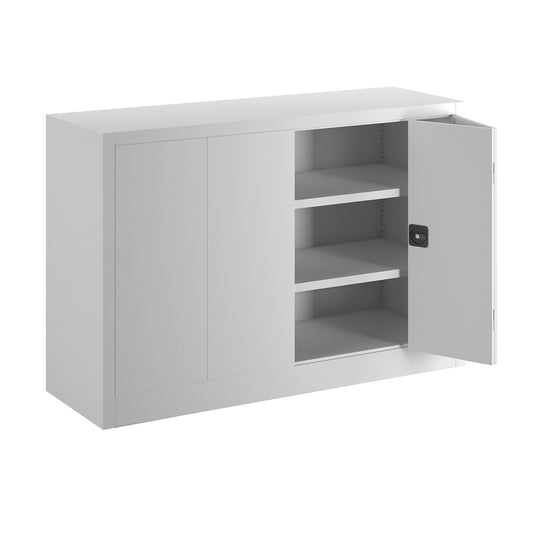 Cupboard with folding doors, height 1000 mm, width 1500 mm, depth 500 mm, grey.
