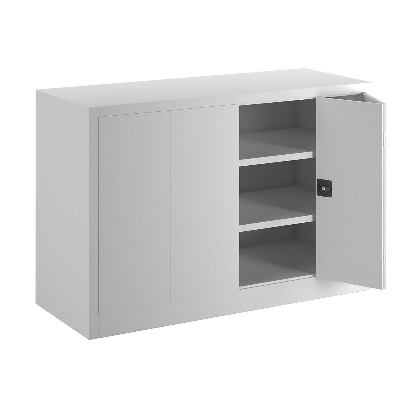 Cupboard with folding doors, height 1000 mm, width 1500 mm, depth 600 mm, grey.