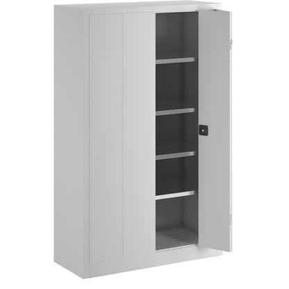 Cupboard with folding doors, height 1950 mm, width 1200 mm, depth 500 mm, grey.