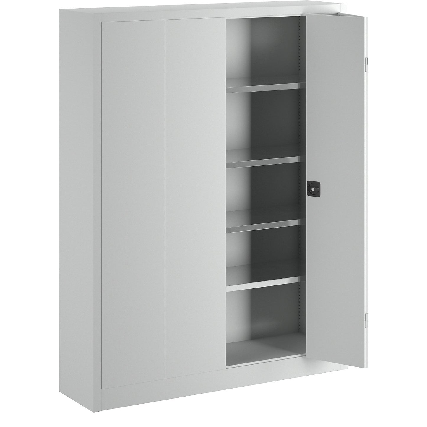 Cupboard with folding doors, height 1950 mm, width 1500 mm, depth 400 mm, grey.