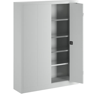 Cupboard with folding doors, height 1950 mm, width 1500 mm, depth 400 mm, grey.