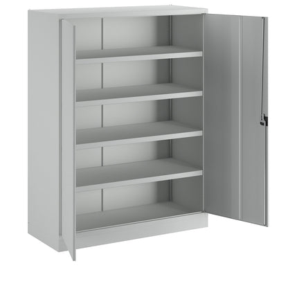 Heavy duty cupboard, extra wide, height x width x depth 1950 x 1470 x 630 mm, 4 shelves, grey.