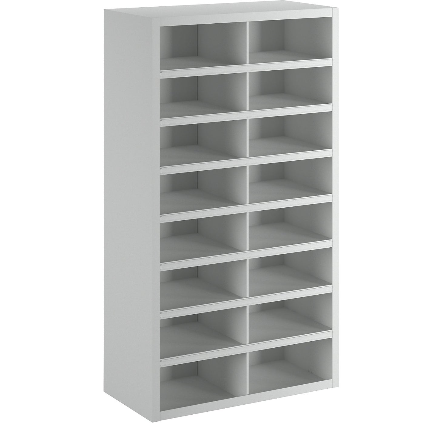 Bin units, 16 compartments, without doors, grey.