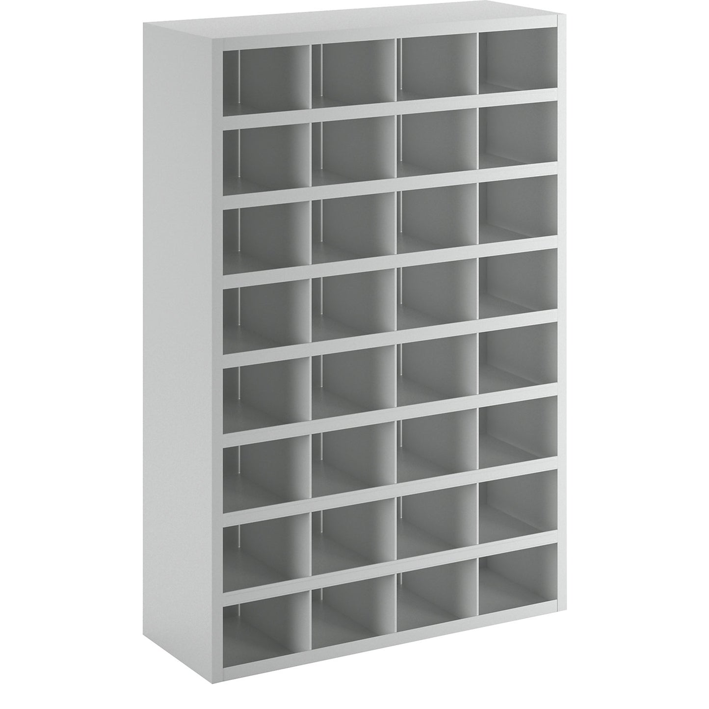 Bin units, 32 compartments, without doors, grey.