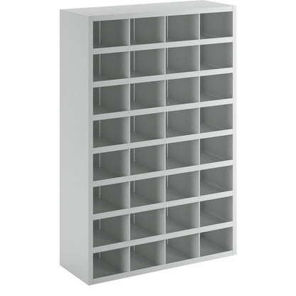 Bin units, 32 compartments, without doors, grey.