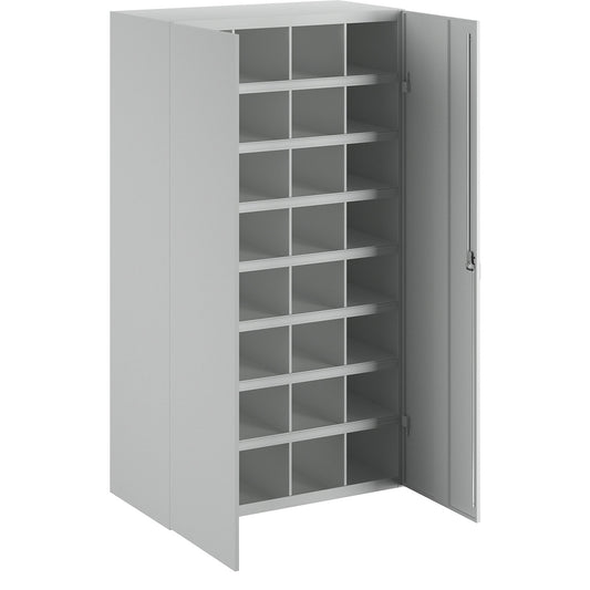 Bin units, 32 compartments, with doors, grey.