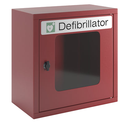 Defibrillator cupboard, without alarm function, flame red.