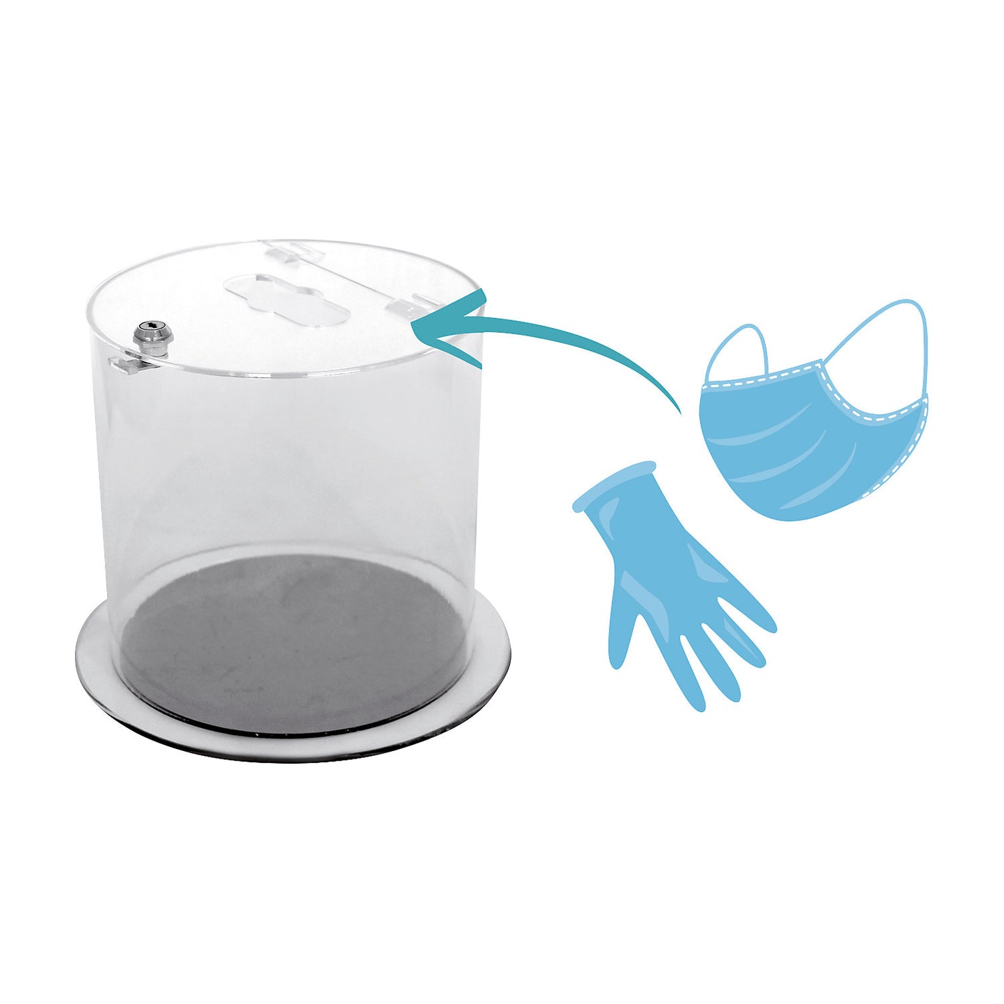 Collection container for batteries, transparent, lockable, capacity 12 l.