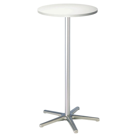 Pedestal table, Ø 600 mm, 1100 mm high, silver frame, white tabletop.