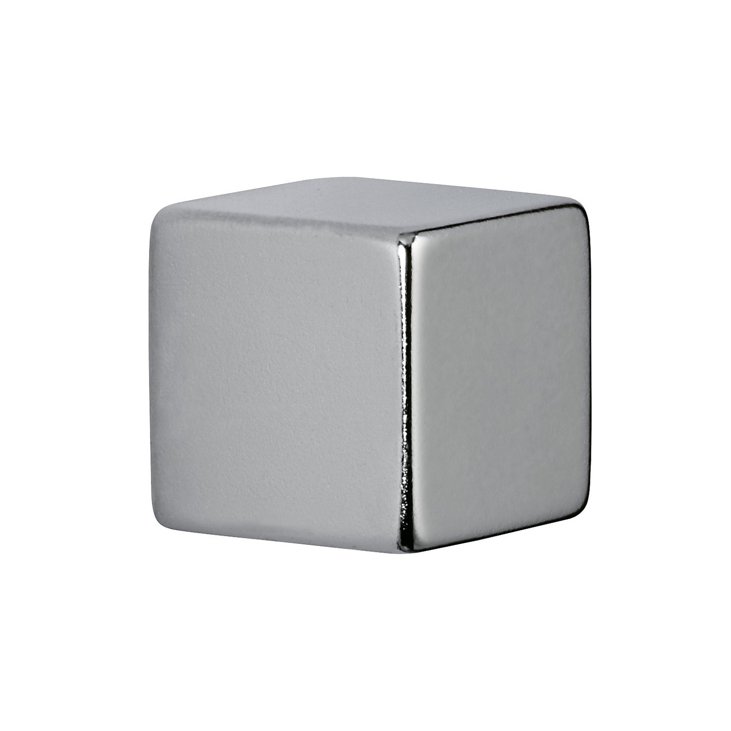 Neodymium cube magnet, nickel plated, holds 15 kg, pack of 5.