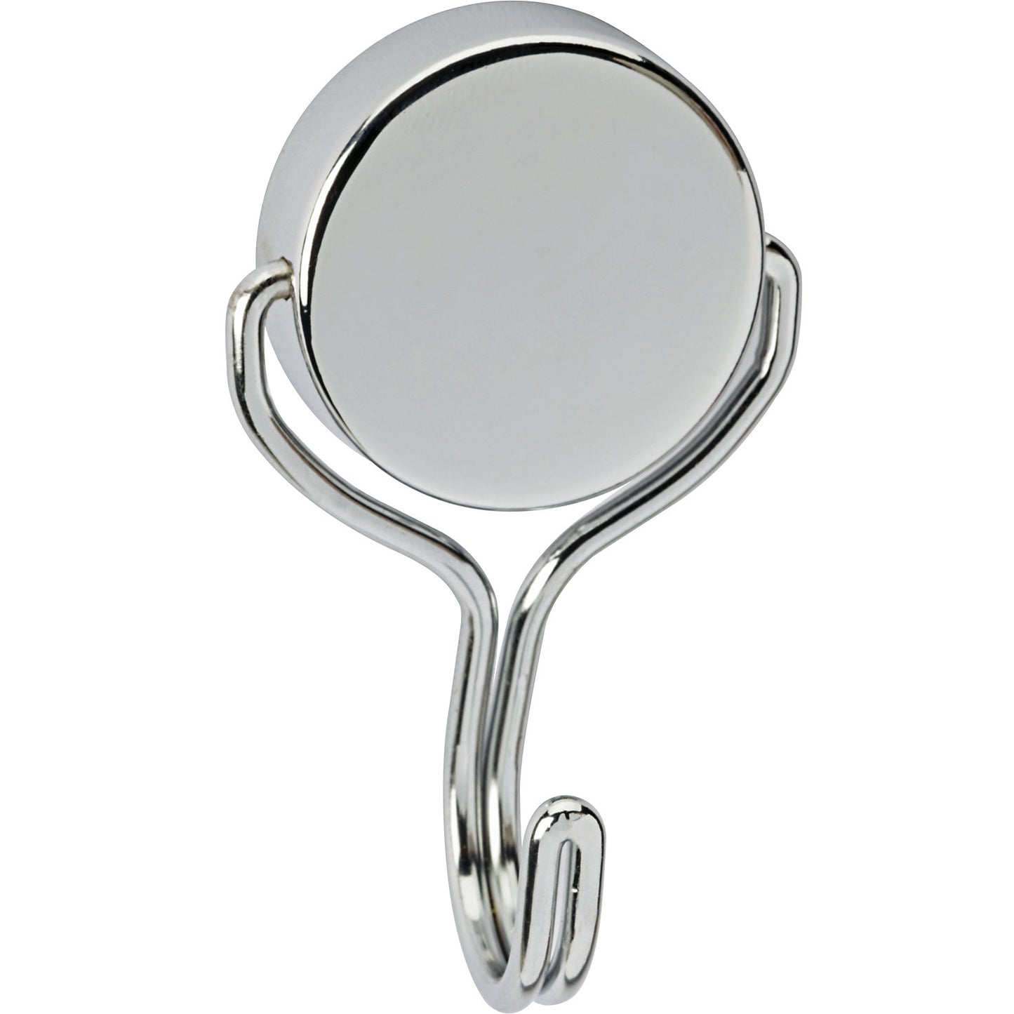 Neodymium magnet with carousel hook, light silver, pack of 3, Ø 38.5 mm, holds 30 kg.