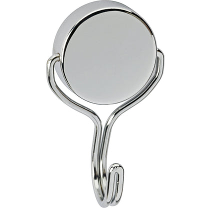 Neodymium magnet with carousel hook, light silver, pack of 3, Ø 38.5 mm, holds 30 kg.