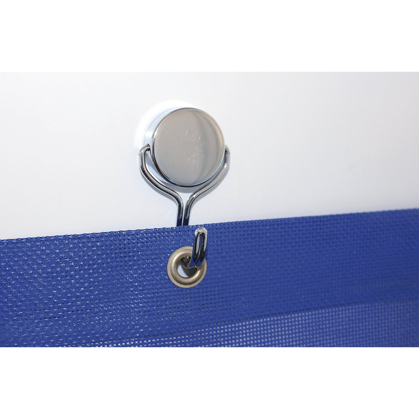 Neodymium magnet with carousel hook, light silver, pack of 3, Ø 38.5 mm, holds 30 kg.