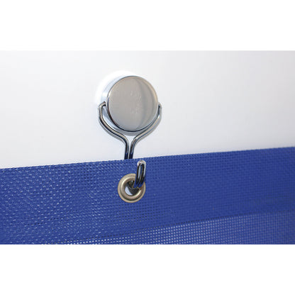 Neodymium magnet with carousel hook, light silver, pack of 3, Ø 38.5 mm, holds 30 kg.