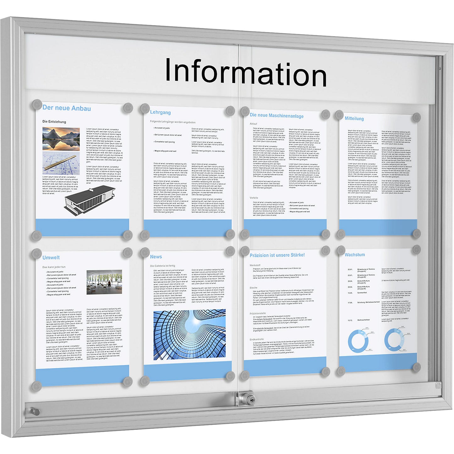 Sliding door display case, for 8 x A4, pure white.