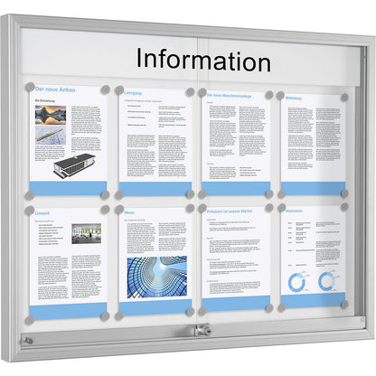 Sliding door display case, for 8 x A4, pure white.