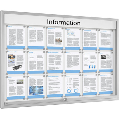 Sliding door display case, for 18 x A4, pure white.