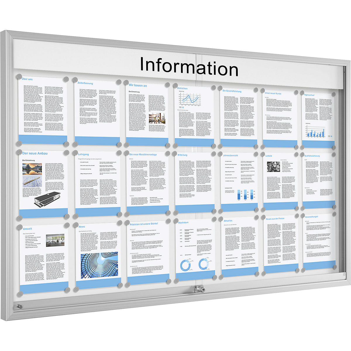 Sliding door display case, for 21 x A4, pure white.