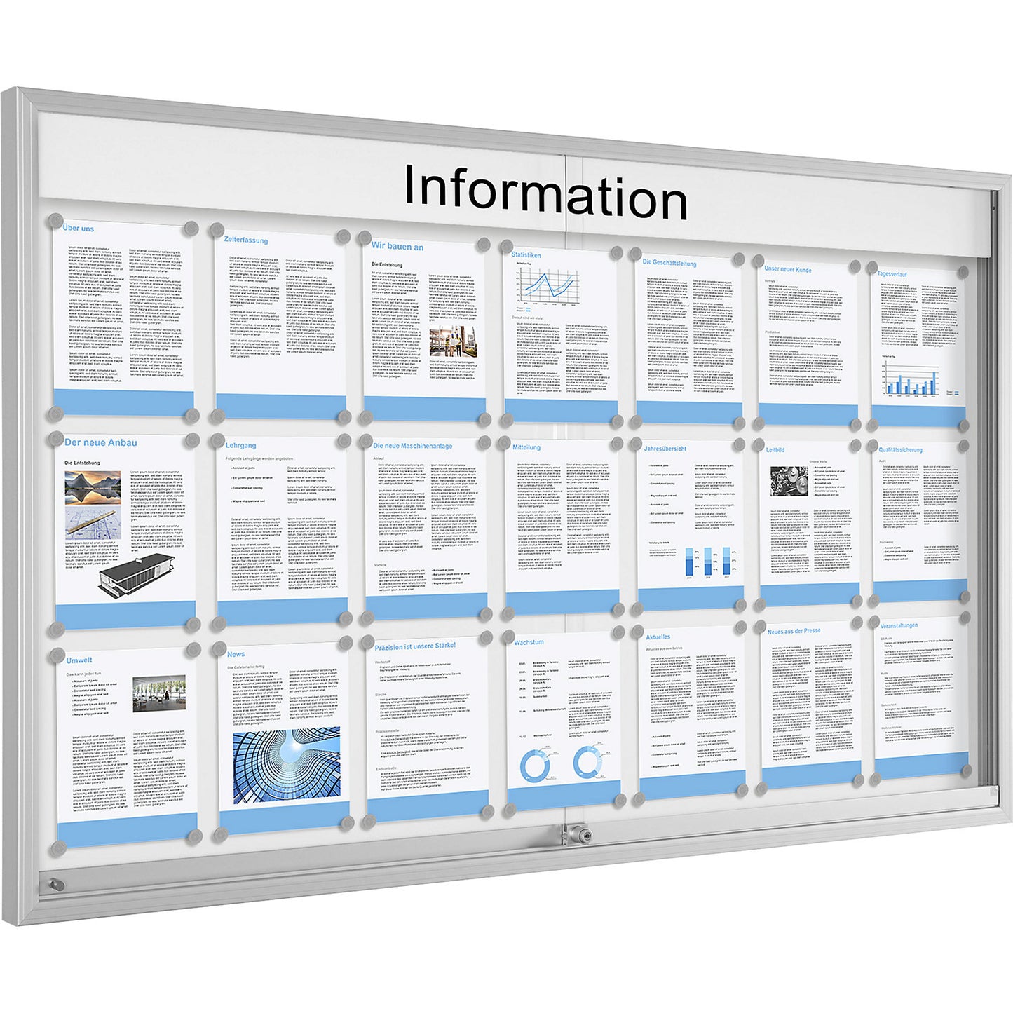 Sliding door display case, for 21 x A4, pure white.