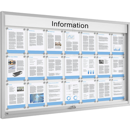 Sliding door display case, for 21 x A4, pure white.