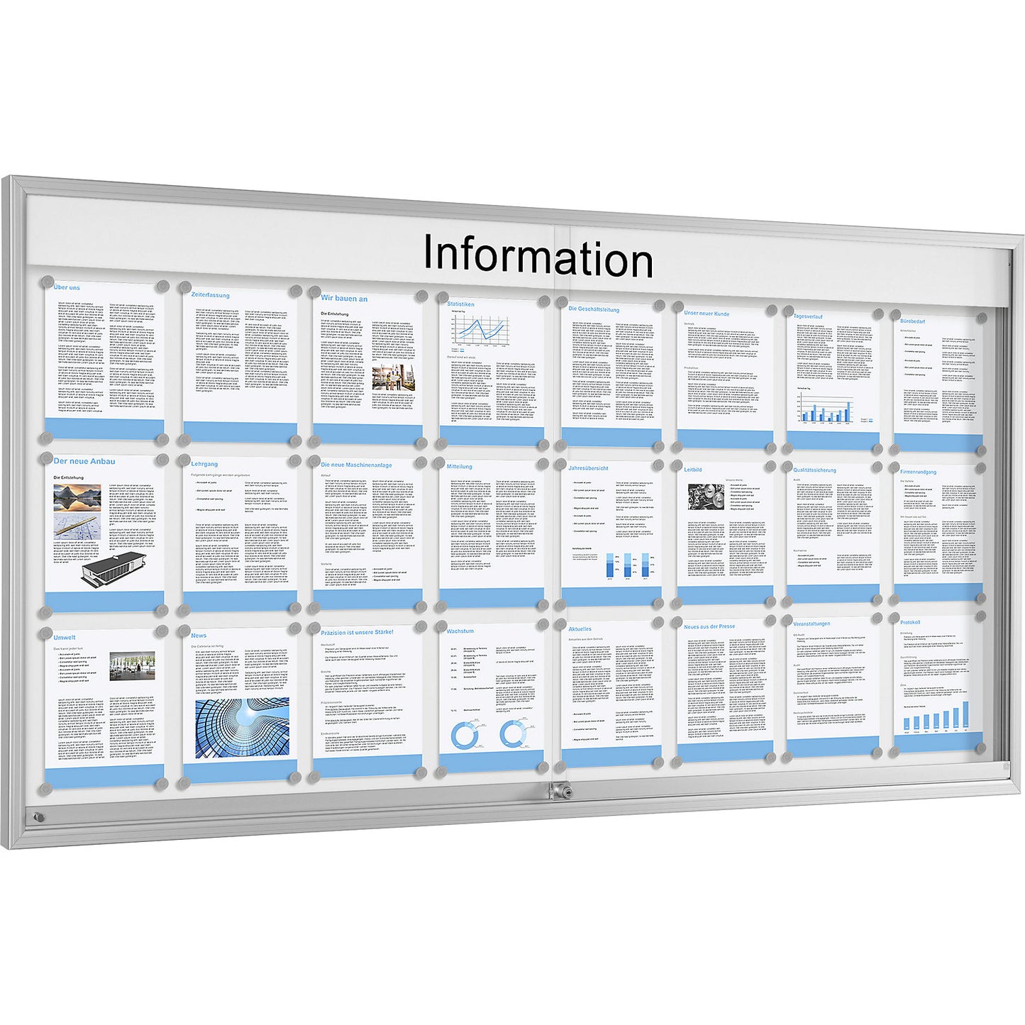 Sliding door display case, for 24 x A4, pure white.