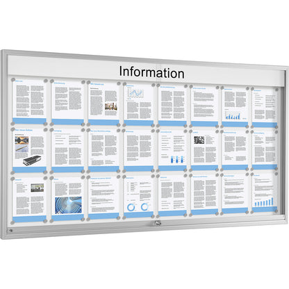 Sliding door display case, for 24 x A4, pure white.