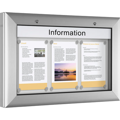 Display case, for 3 x A4, pure white, opens 180° downwards.