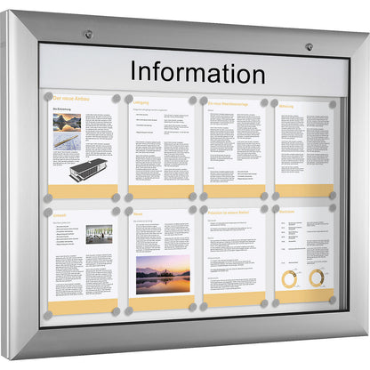 Display case, for 8 x A4, pure white, opens 180° downwards.