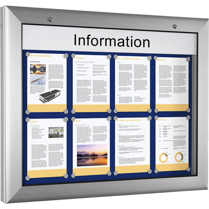 Display case, for 8 x A4, gentian blue, opens 180° downwards.