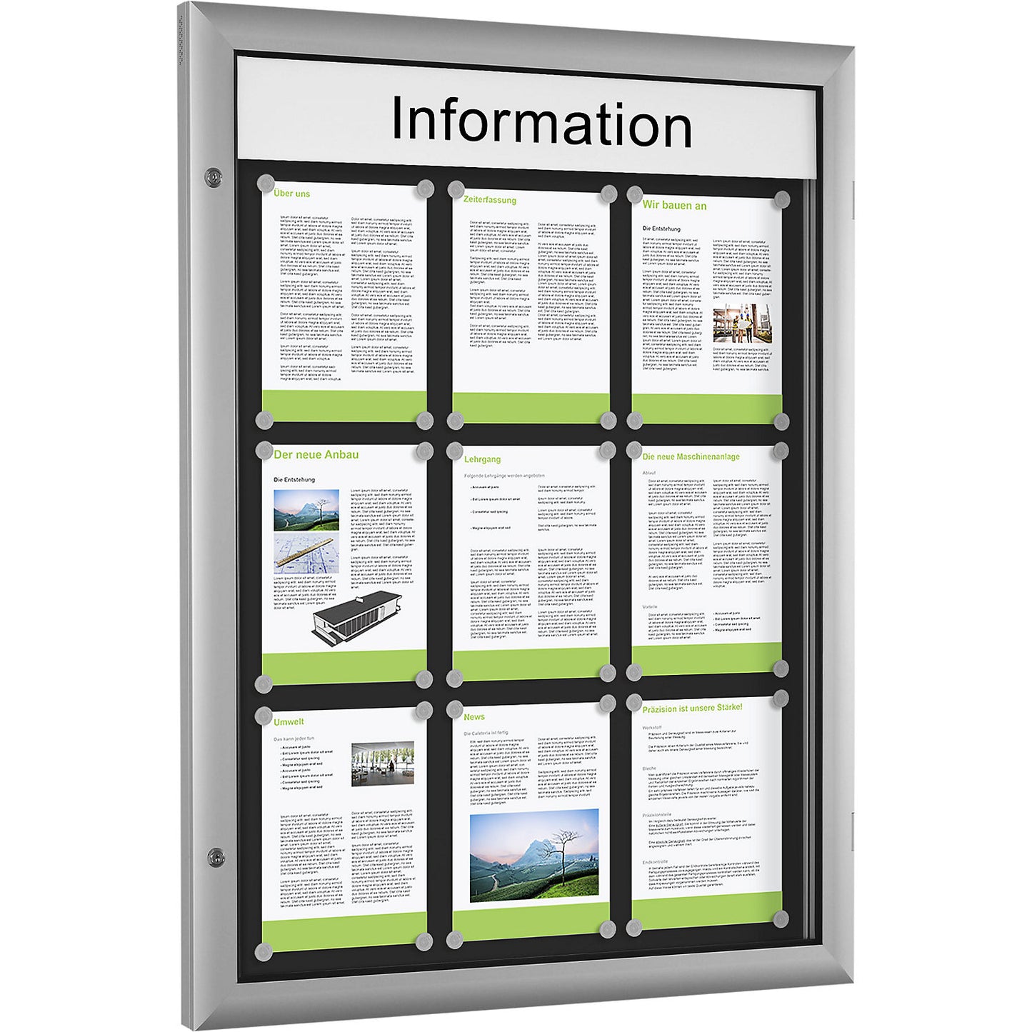 Low profile display case, for 9 x A4, charcoal.