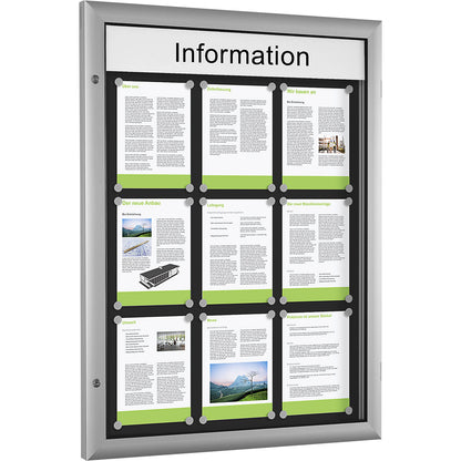Low profile display case, for 9 x A4, charcoal.